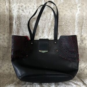 Liz Claiborne Black Tote with Red Insets